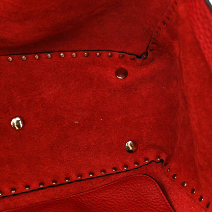 Valentino Garavani Pebbled Calfskin Medium Rockstud Tote Rosso Valentino 11 of 11