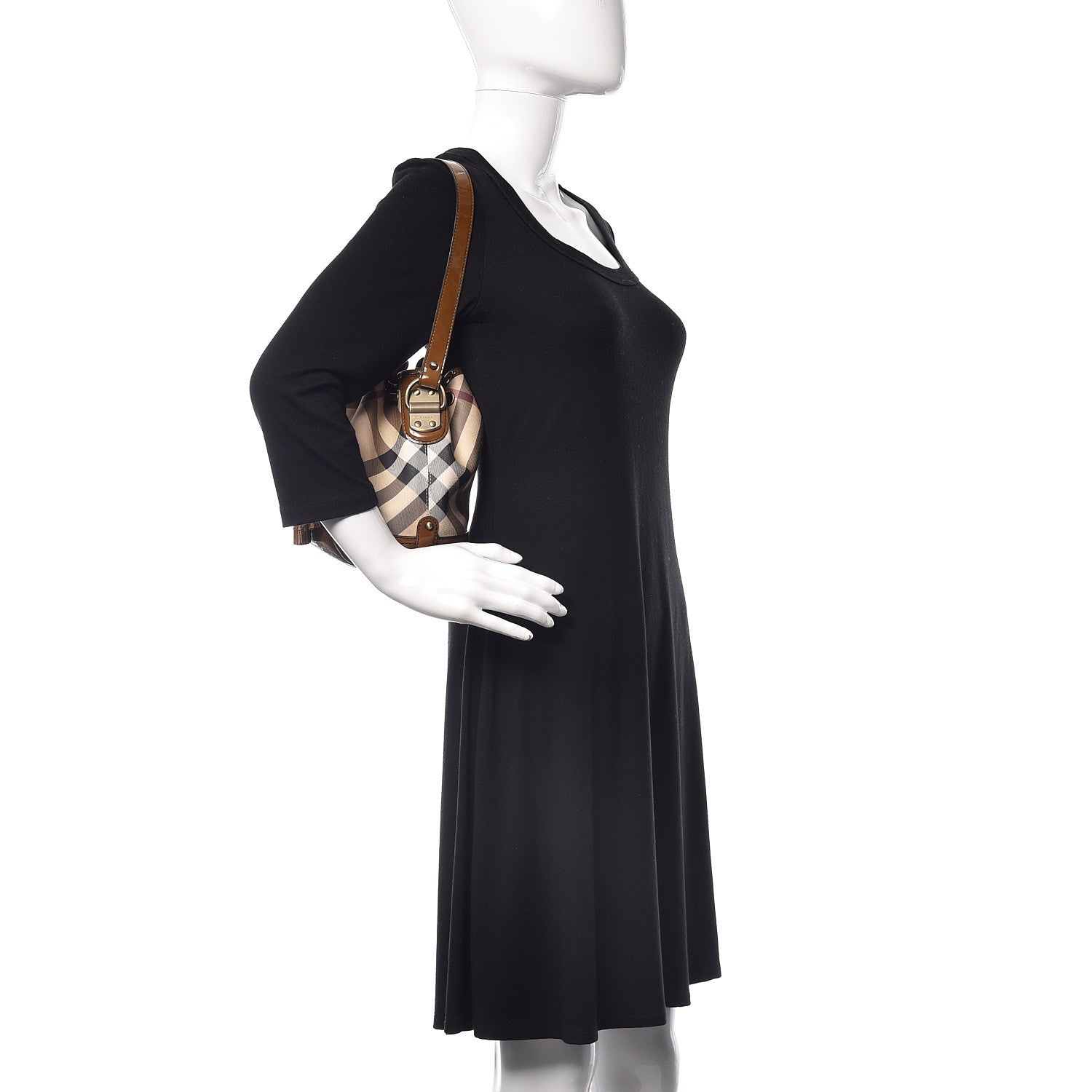 Burberry Patent Trim Nova Check Drawstring Bucket Bag Brown 2 of 23