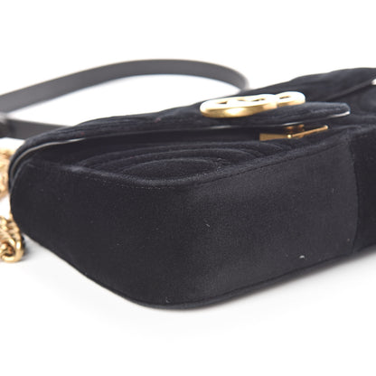 Gucci Velvet Matelasse Mini GG Marmont Shoulder Bag Black 7 of 8