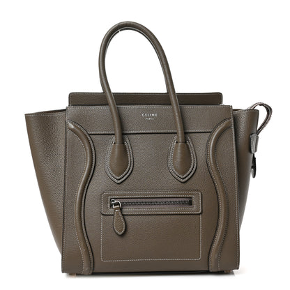 Celine Drummed Calfskin Micro Luggage Souris 1 of 9