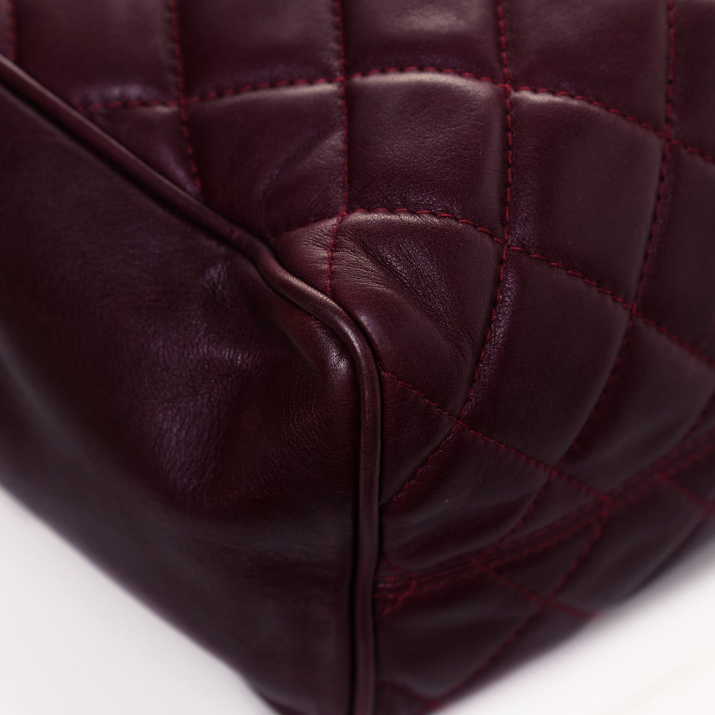 Lambskin Quilted Tote Burgundy