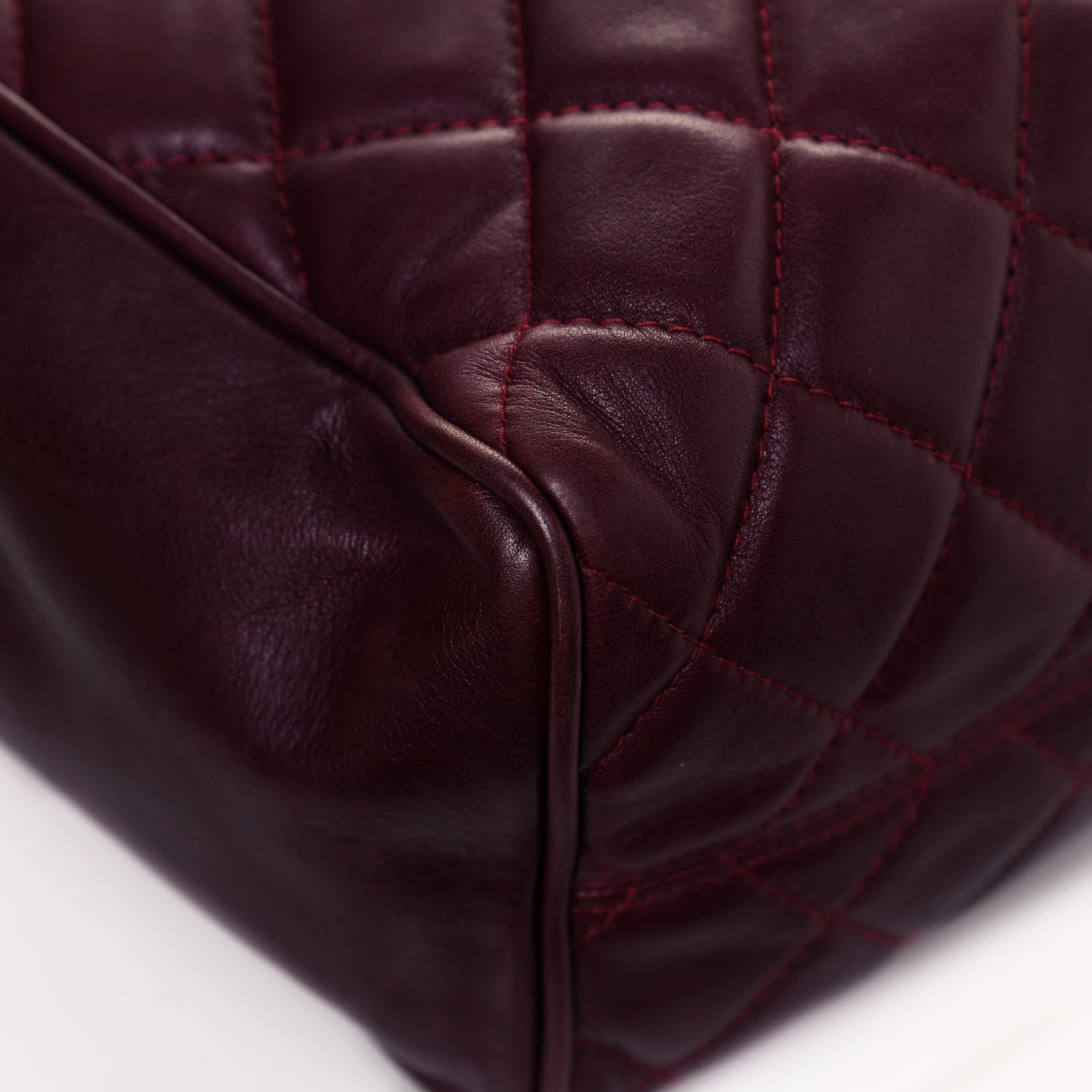 Chanel Lambskin Quilted Tote Burgundy 10 of 18