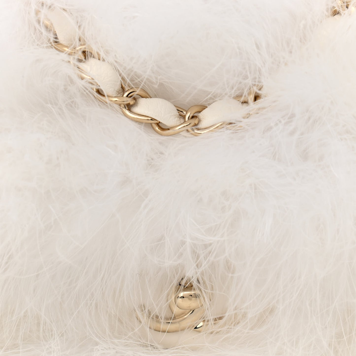 Feathers Lambskin Quilted Flap White