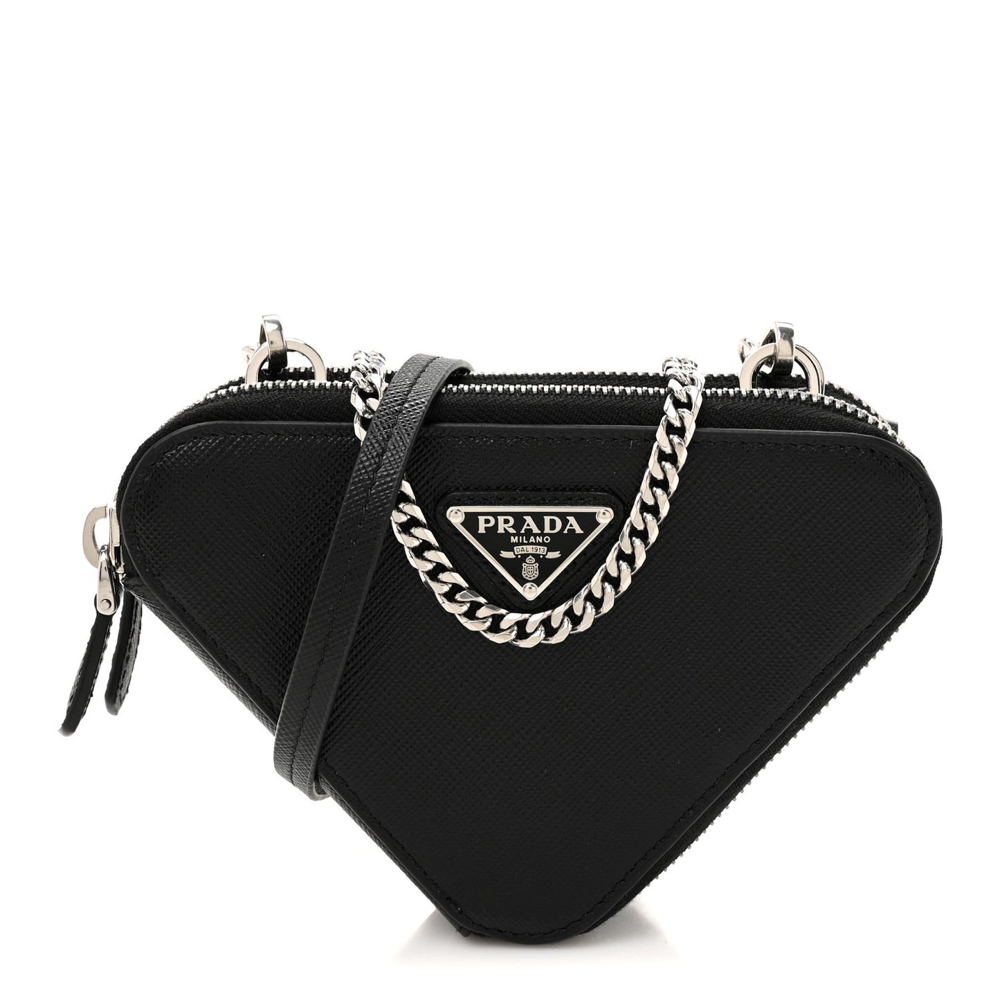 Saffiano Mini Triangle Crossbody Pouch Black