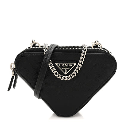 Prada Saffiano Mini Triangle Crossbody Pouch Black 1 of 10