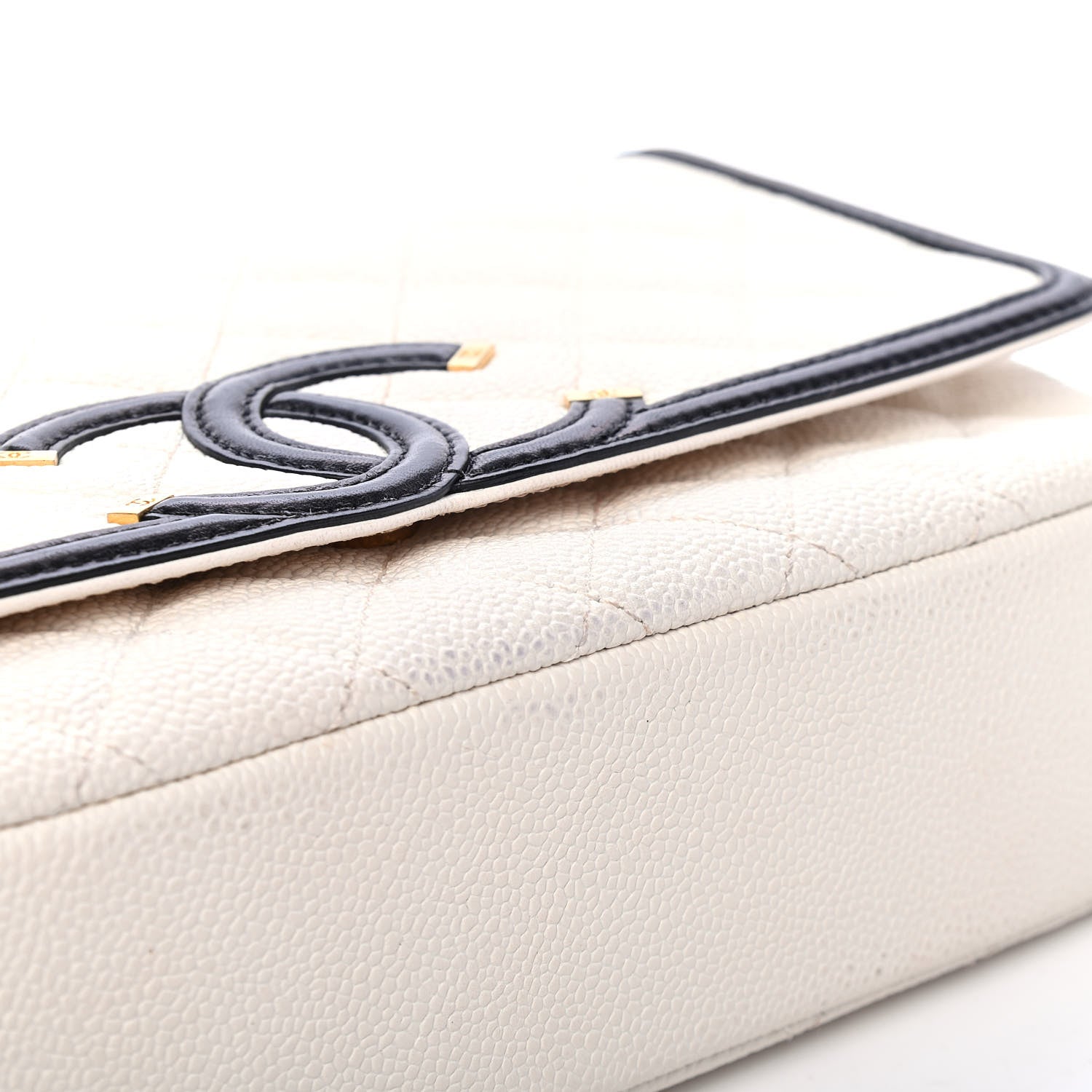 Chanel Caviar Quilted Medium CC Filigree Flap Light Beige Black 5 of 5