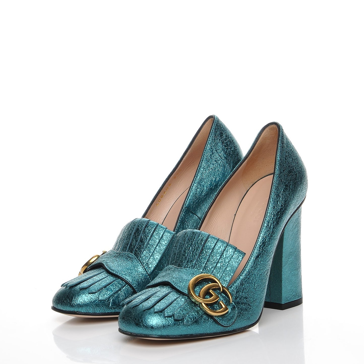 Galassia GG Marmont Fringe 105mm Loafer Pumps 37.5 Turchese