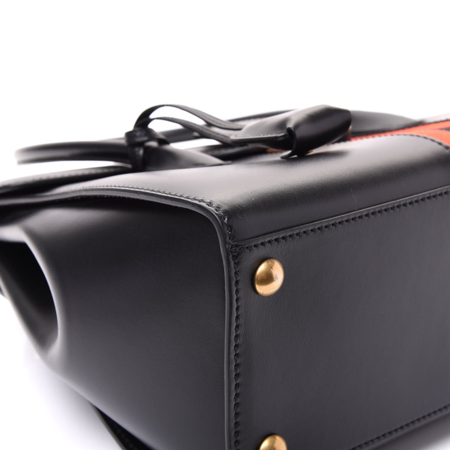 Plutone Calfskin Web Medium Turn Lock Top Handle Duffle Bag Black