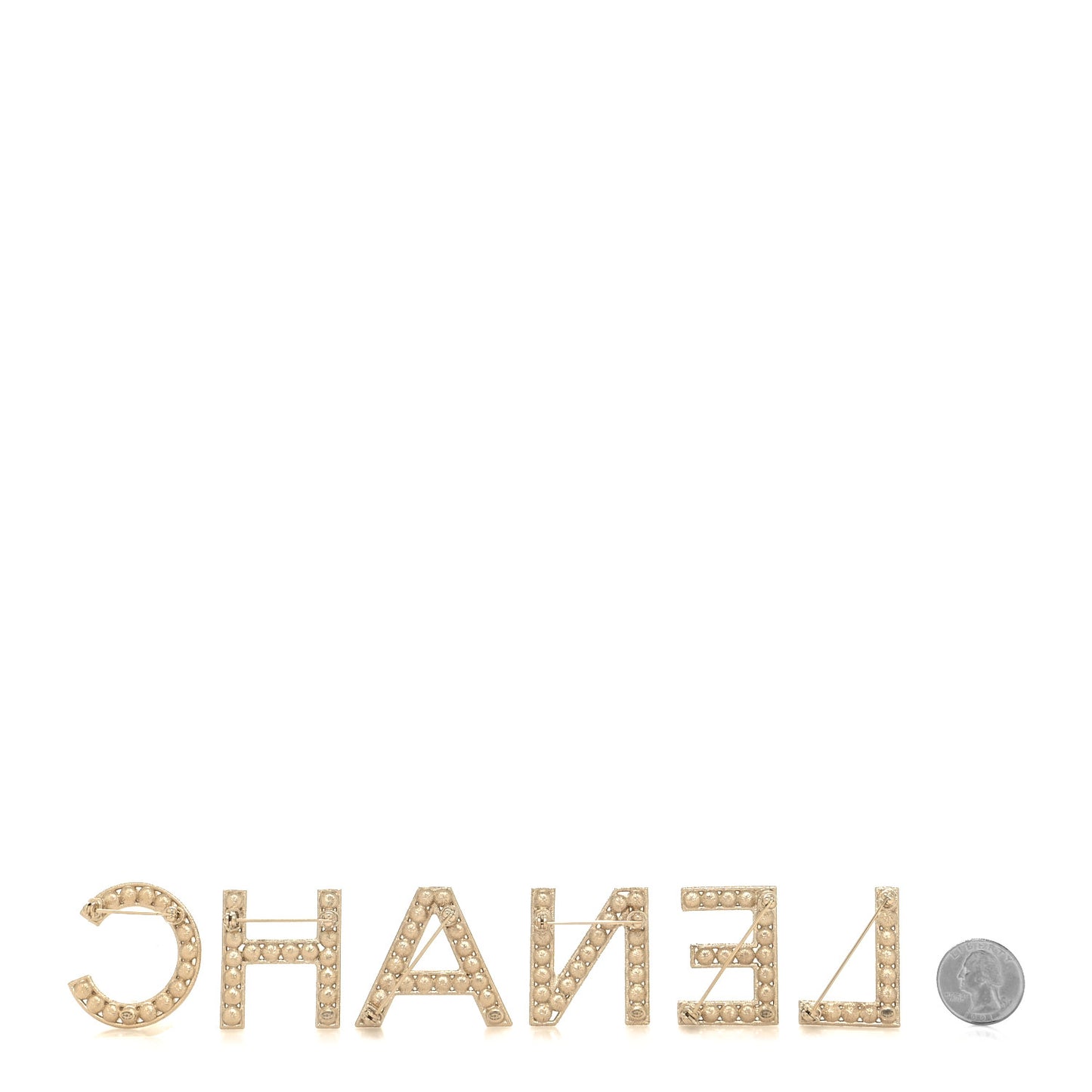 Crystal Cha-Nel Logo Brooch Set Gold