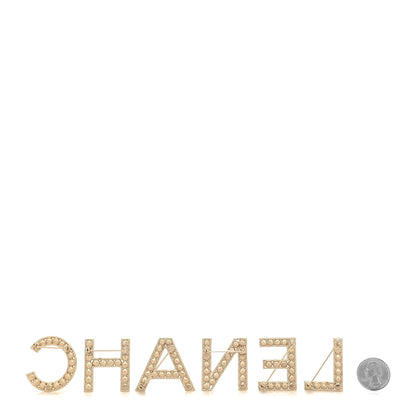 Chanel Crystal Cha-Nel Logo Brooch Set Gold 2 of 3