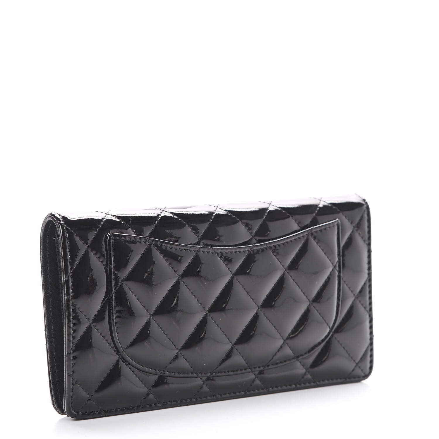 Chanel Patent Calfskin Quilted Yen Wallet Black 2 of 10