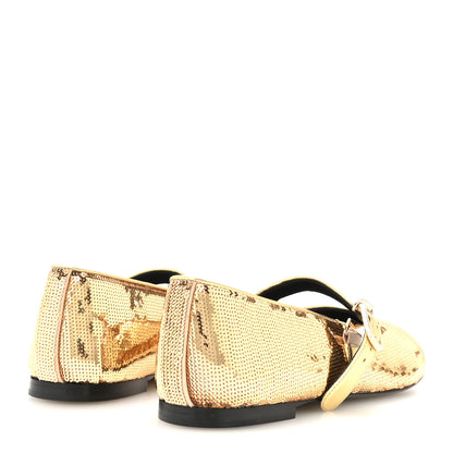 Chanel Sequin Mary Jane Flats 39.5 Golden 5 of 9