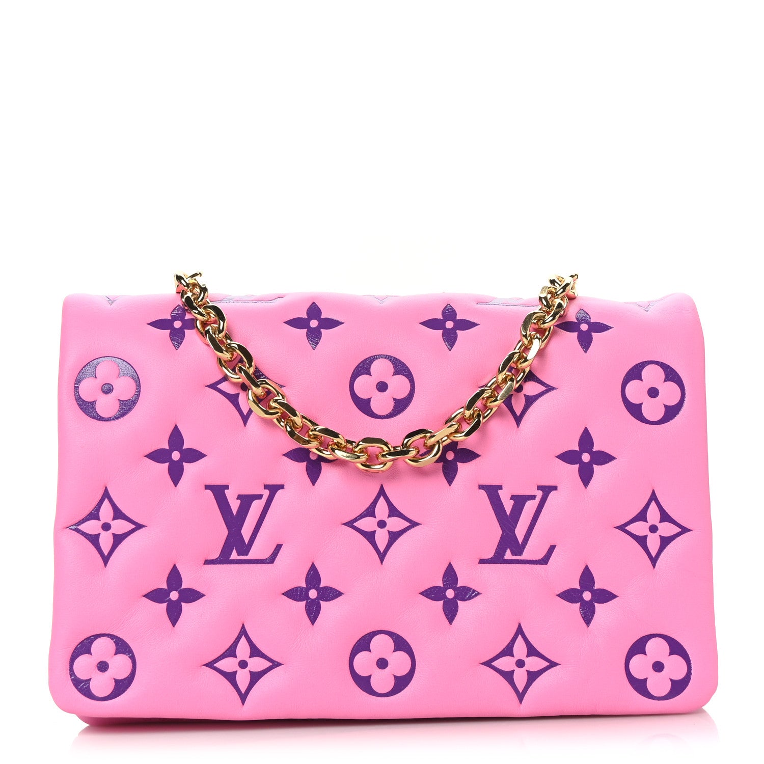 Louis Vuitton Lambskin Embossed Monogram Vuittamins Pochette Coussin Rose Violet 1 of 9