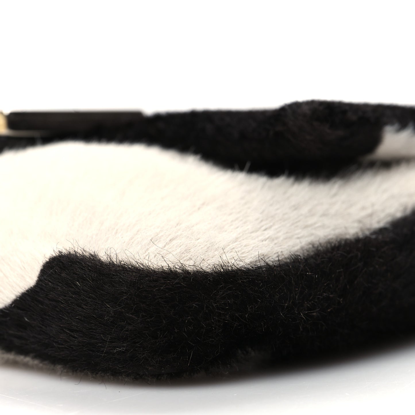 Calf Hair Cow Print Phone Baguette Black White