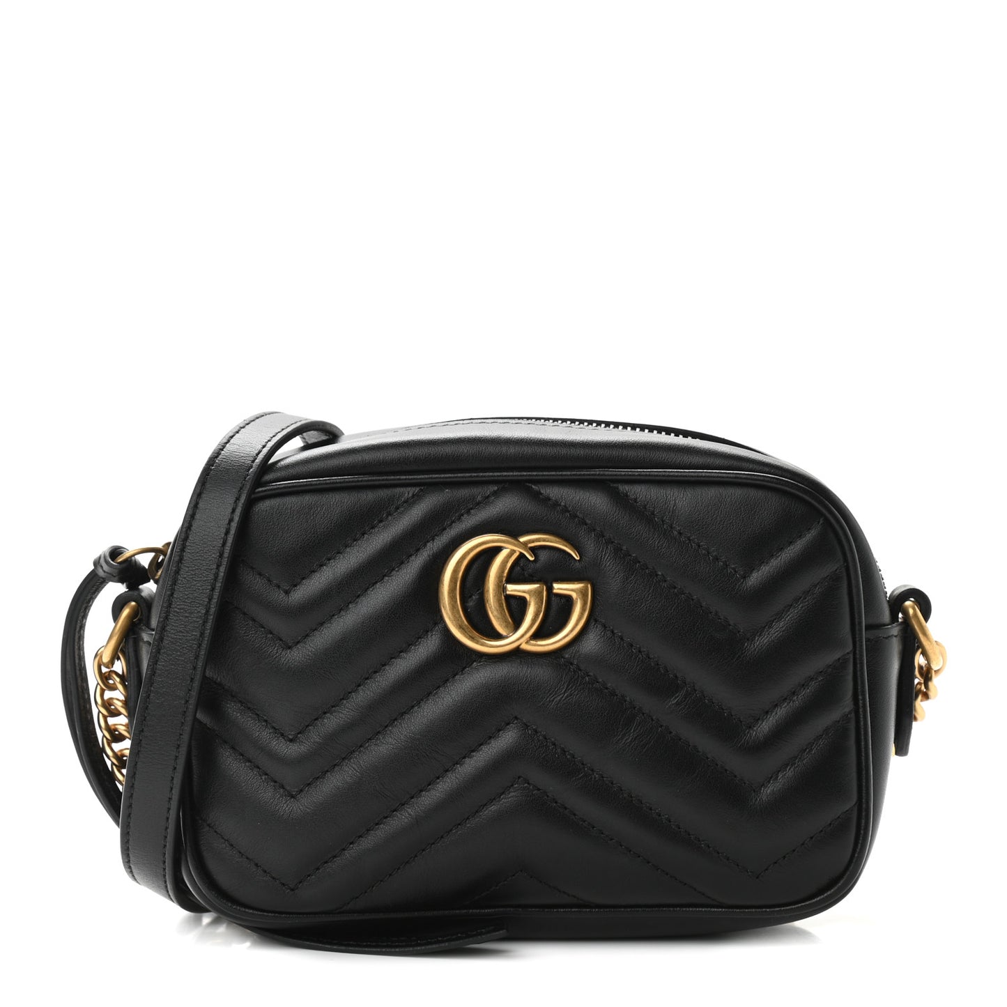 Calfskin Matelasse Mini GG Marmont Chain Shoulder Bag Black