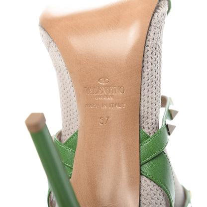 Valentino Garavani Calfskin Knit Rockstud Bodytech Sock Booties 37 Green 7 of 7