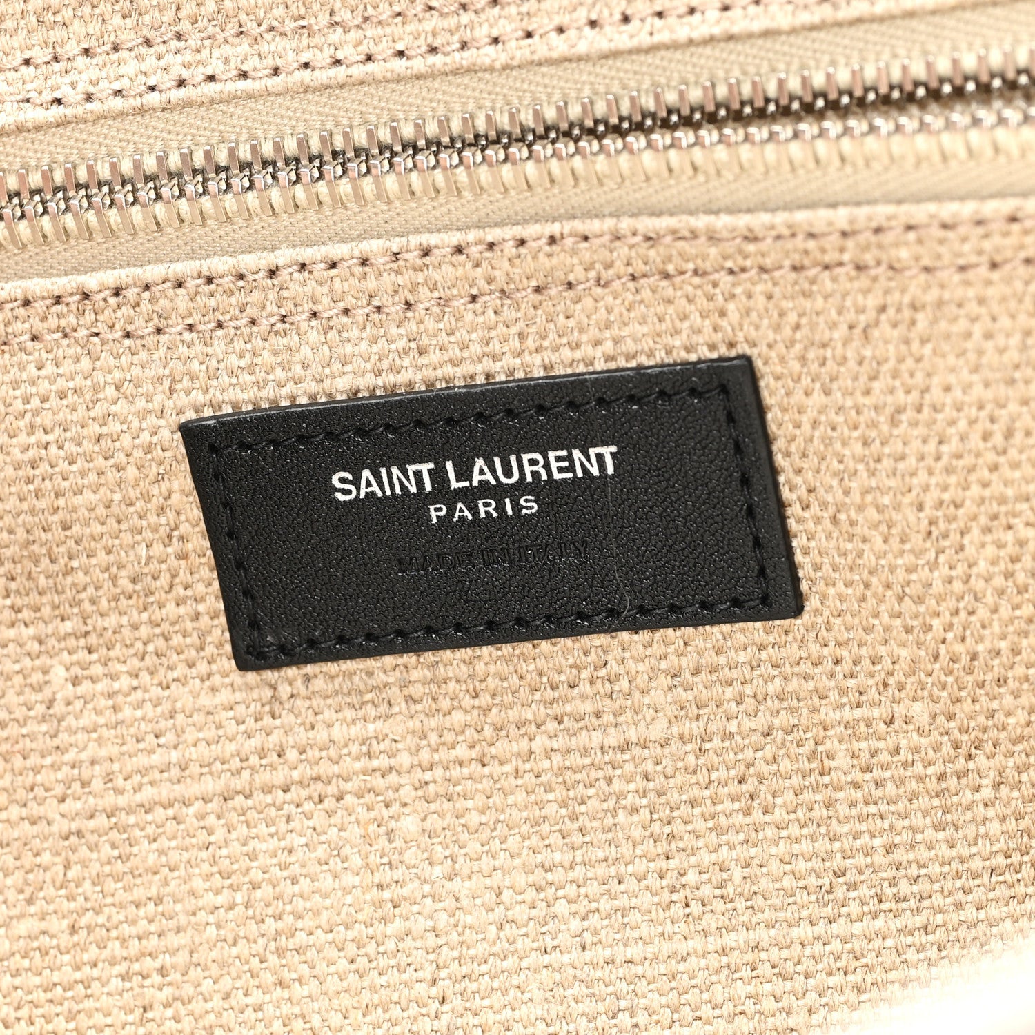 Saint Laurent Linen Calfskin Small Rive Gauche Tote Greggio Natural 6 of 12