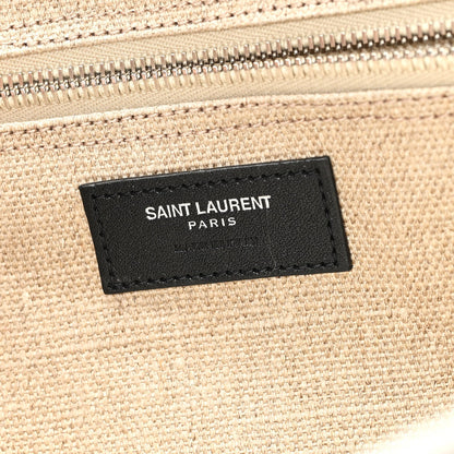 Saint Laurent Linen Calfskin Small Rive Gauche Tote Greggio Natural 6 of 12