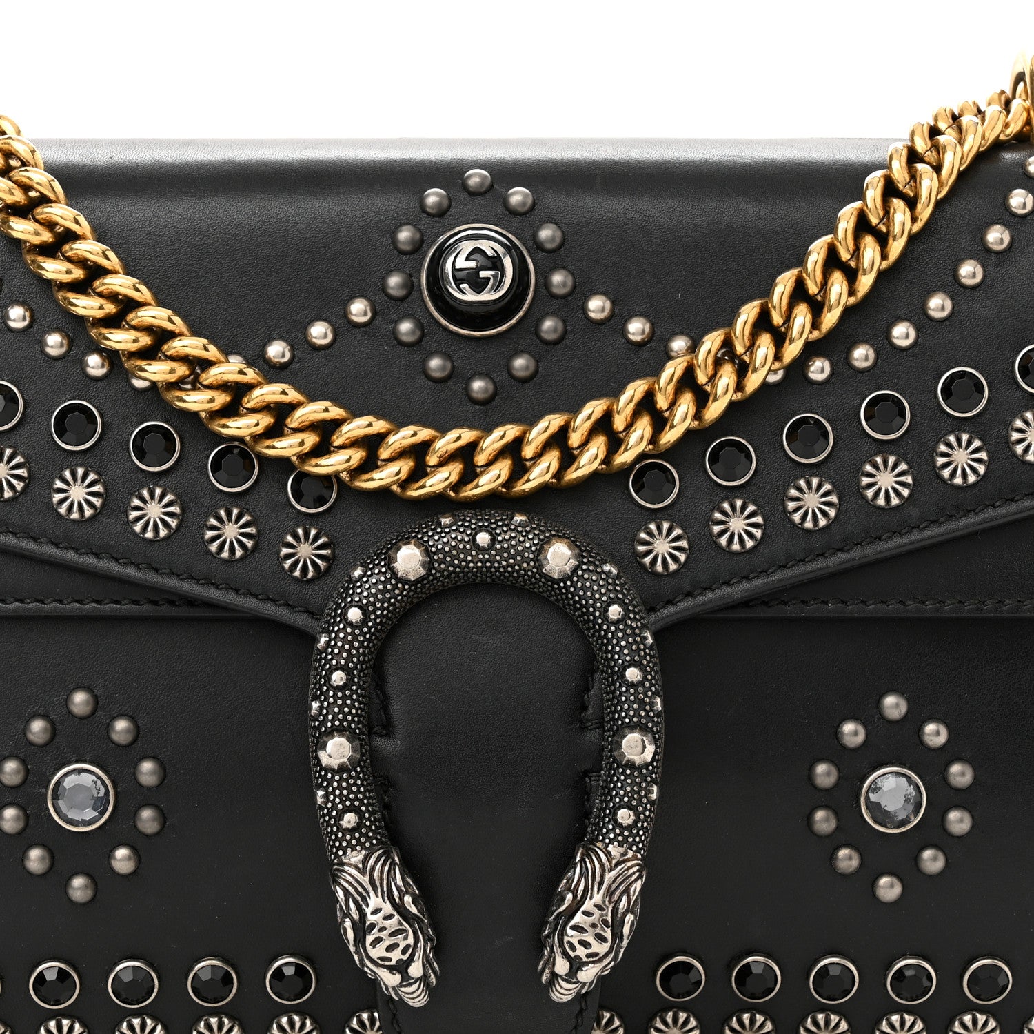 Gucci Calfskin Studded Small Dionysus Shoulder Bag Black 8 of 10