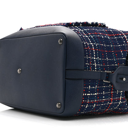 Chanel Tweed Large Trip Bowling Bag  Navy Burgundy 10 of 10