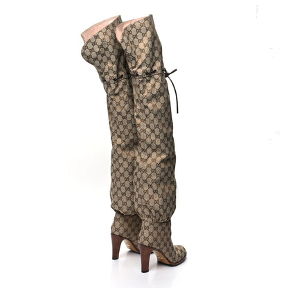 Gucci Monogram Over the Knee Boots 36.5 Beige Ebony 4 of 6