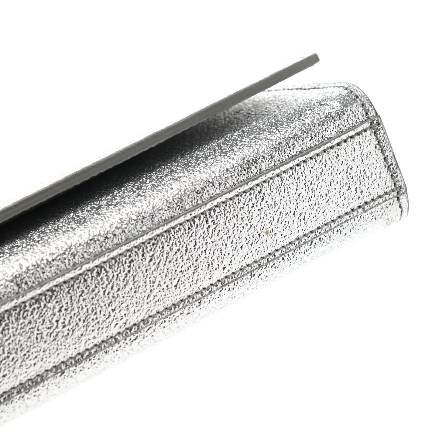 Textured Metallic Calfskin Classic Monogram Cassandre Clutch Silver