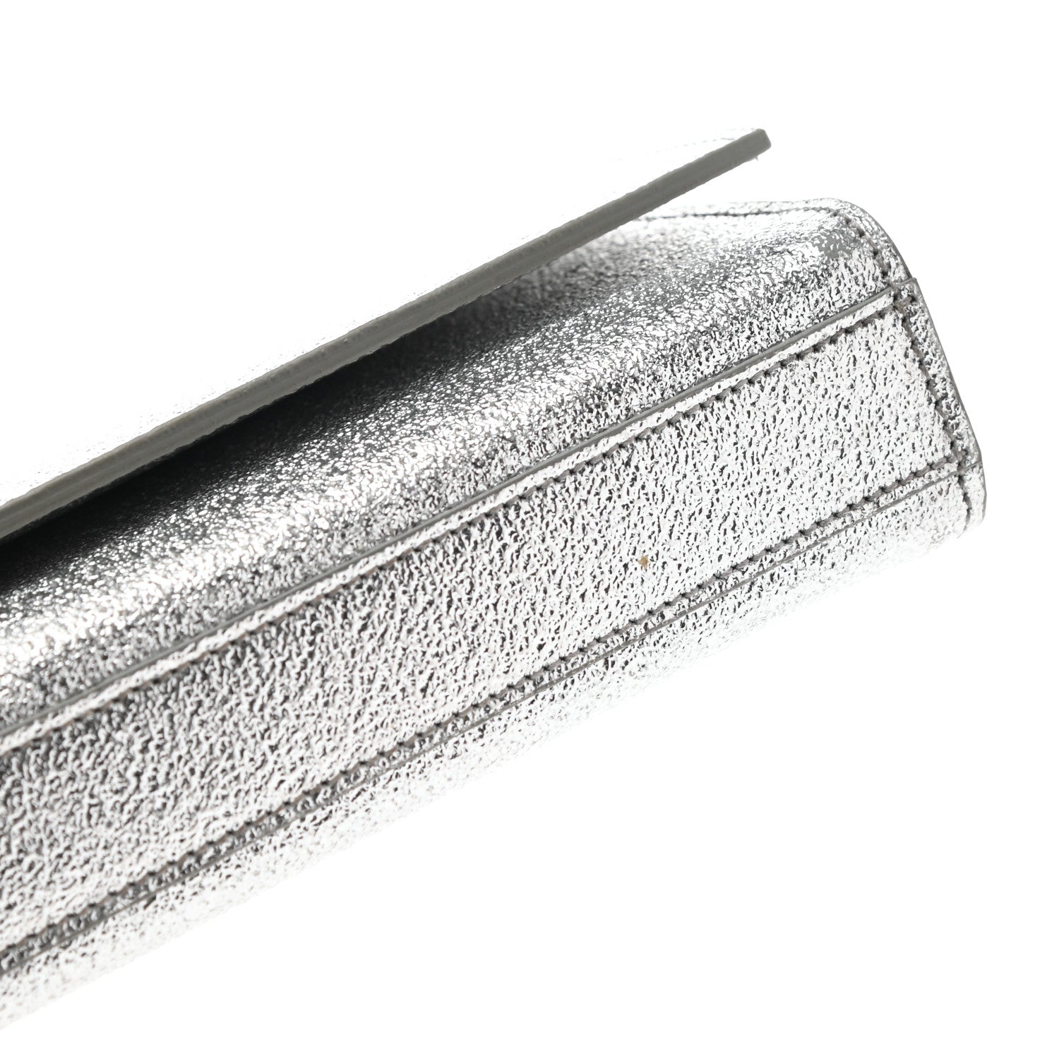 Saint Laurent Textured Metallic Calfskin Classic Monogram Cassandre Clutch Silver 5 of 13