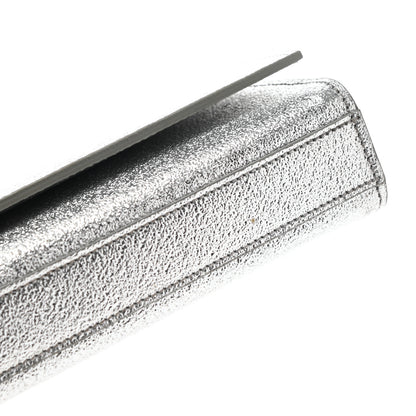 Saint Laurent Textured Metallic Calfskin Classic Monogram Cassandre Clutch Silver 5 of 13