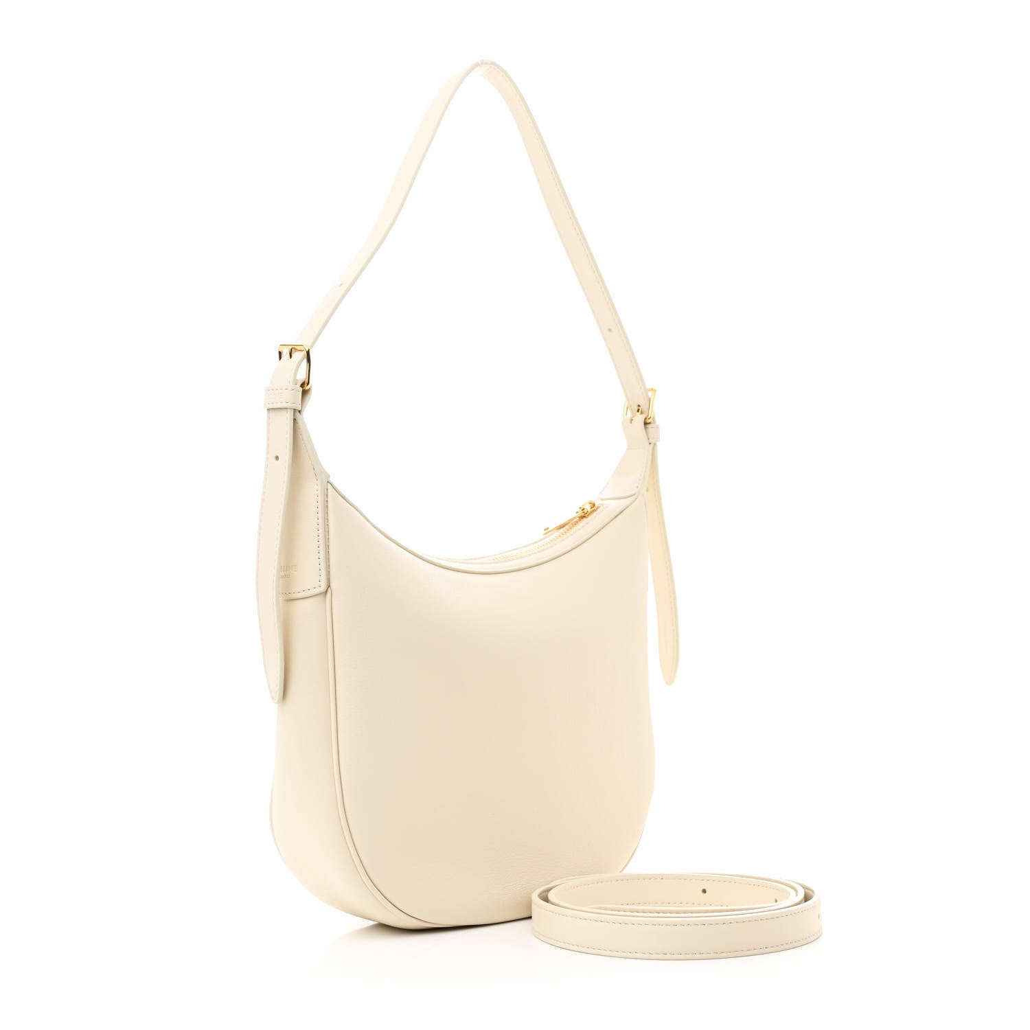 Celine Supple Calfskin Cuir Triomphe Small Heloise Shoulder Bag White Cotton 3 of 11