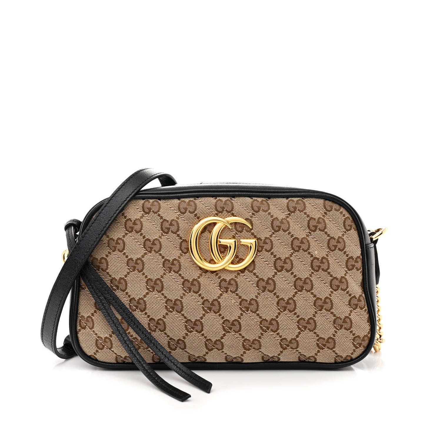 Monogram Matelasse Diagonal Small GG Marmont Chain Shoulder Bag Beige Black