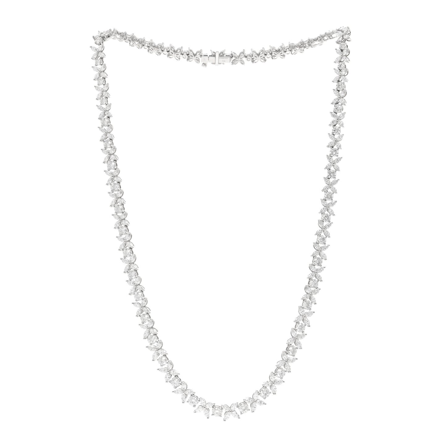 Platinum Diamond Victoria Alternating Graduated Necklace