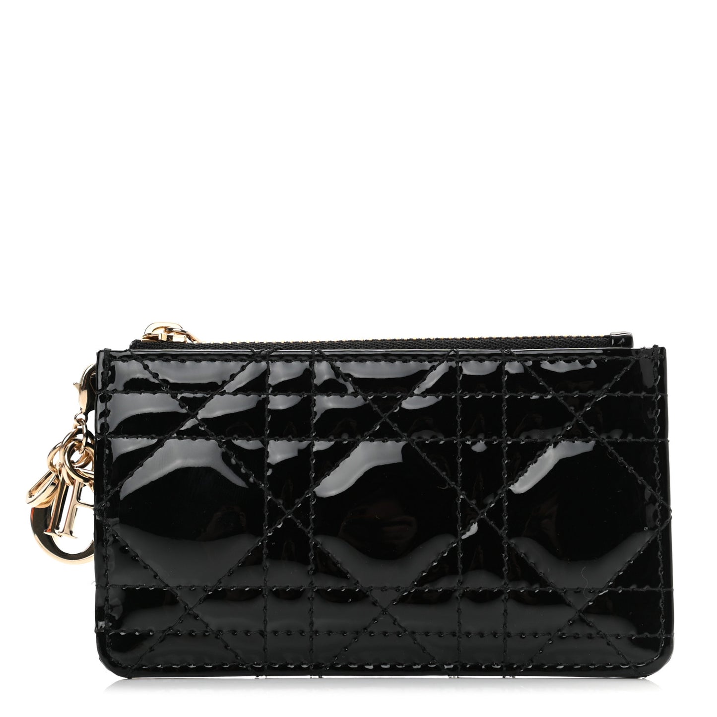 Patent Cannage Lady Dior Key Pouch Black