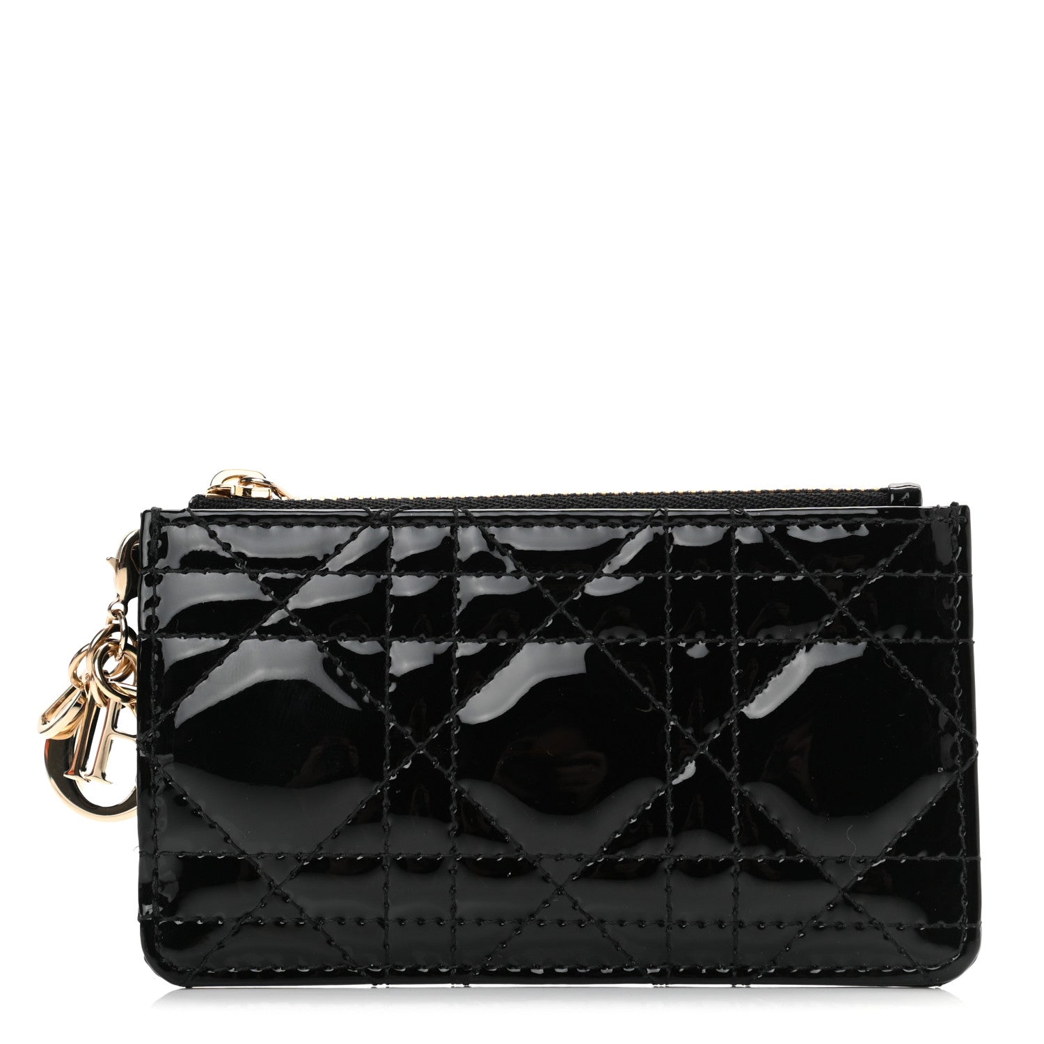 Christian Dior Patent Cannage Lady Dior Key Pouch Black 1 of 9