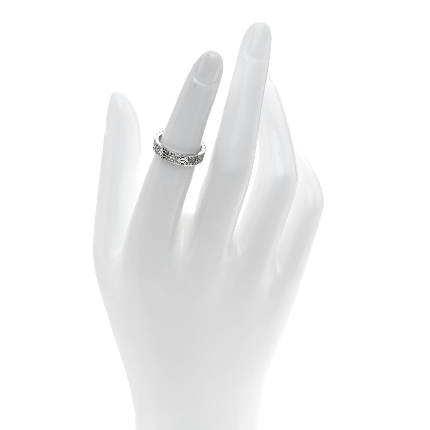 18K White Gold Diamond 4mm LOVE Wedding Paved Band Ring 48 4.5