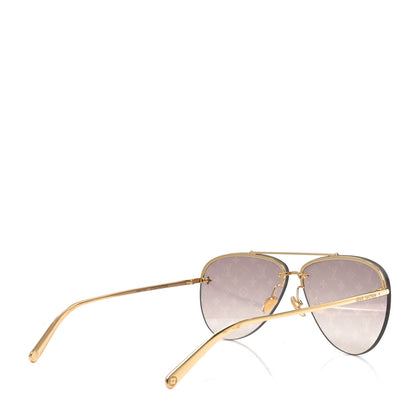 Louis Vuitton Metal Monogram LV Pilot Light Sunglasses Z1913U Gold Gradiant Brown 4 of 8