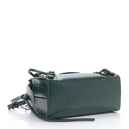 Balenciaga Semi Shiny Calfskin Crocodile Embossed Neo Classic Black Hardware Mini City Forest Green 4 of 9
