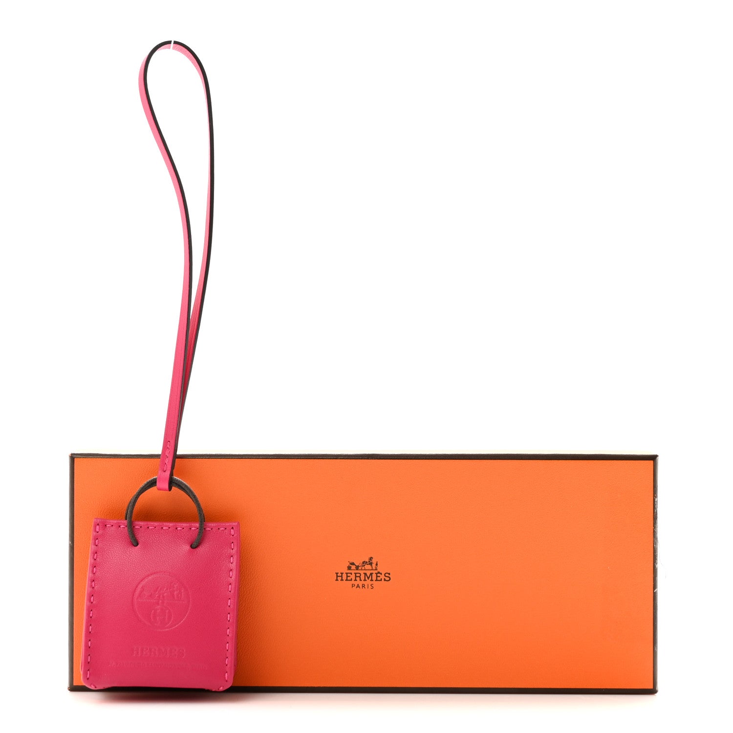 Hermes Milo Lambskin Swift Shopping Bag Charm Rose Mexico 5 of 5