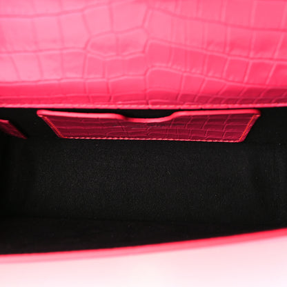 Alexander McQueen Shiny Crocodile Embossed Jeweled Satchel Peony Pink 5 of 10