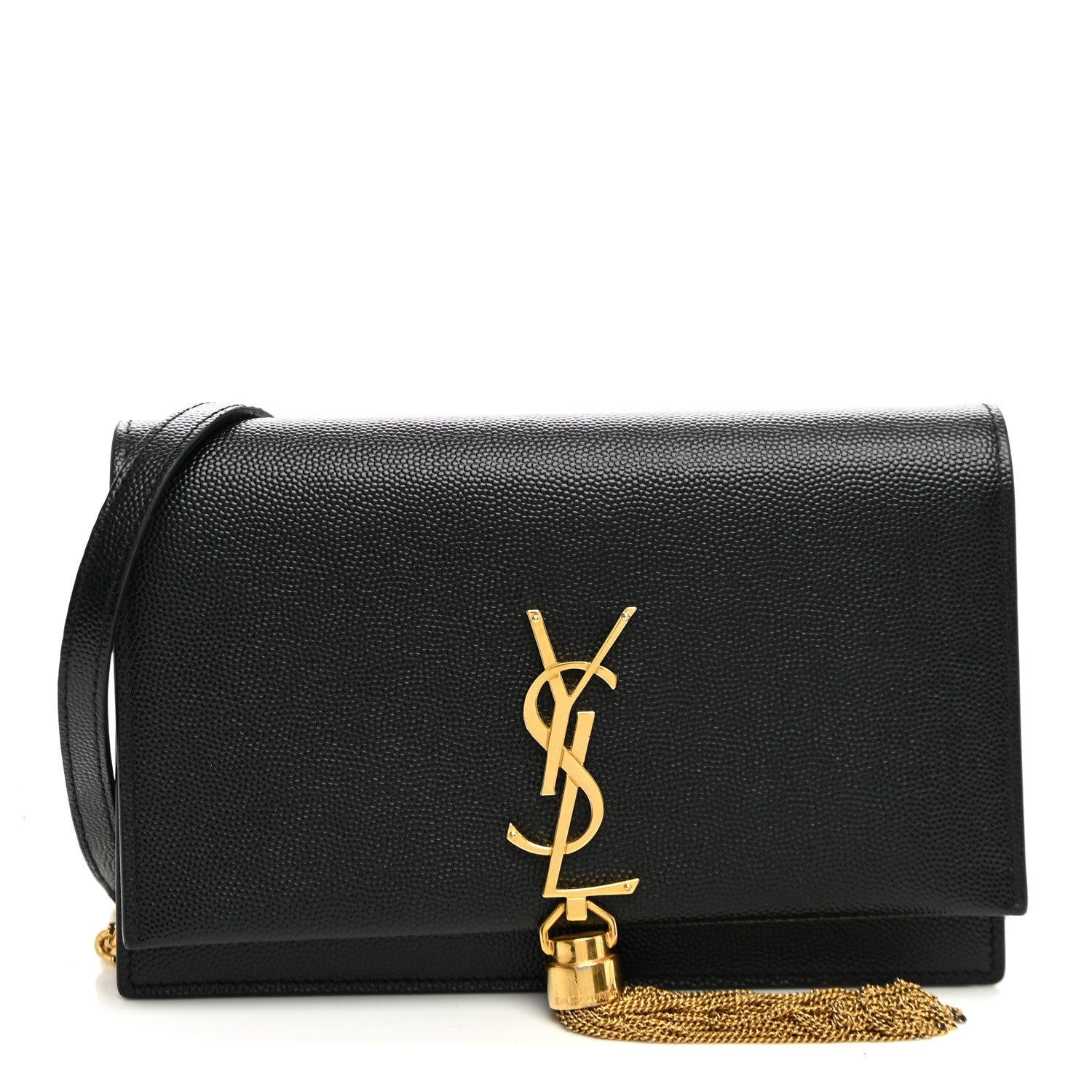 Saint Laurent Grain De Poudre Classic Monogram Kate Tassel Chain Wallet Black 1 of 10