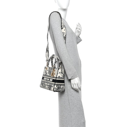 Christian Dior Canvas Embroidered Zodiac Toile De Jouy Medium Lady D-Lite Latte 2 of 9
