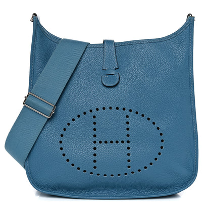 Hermes Taurillon Clemence Evelyne III GM Blue Jean 1 of 15