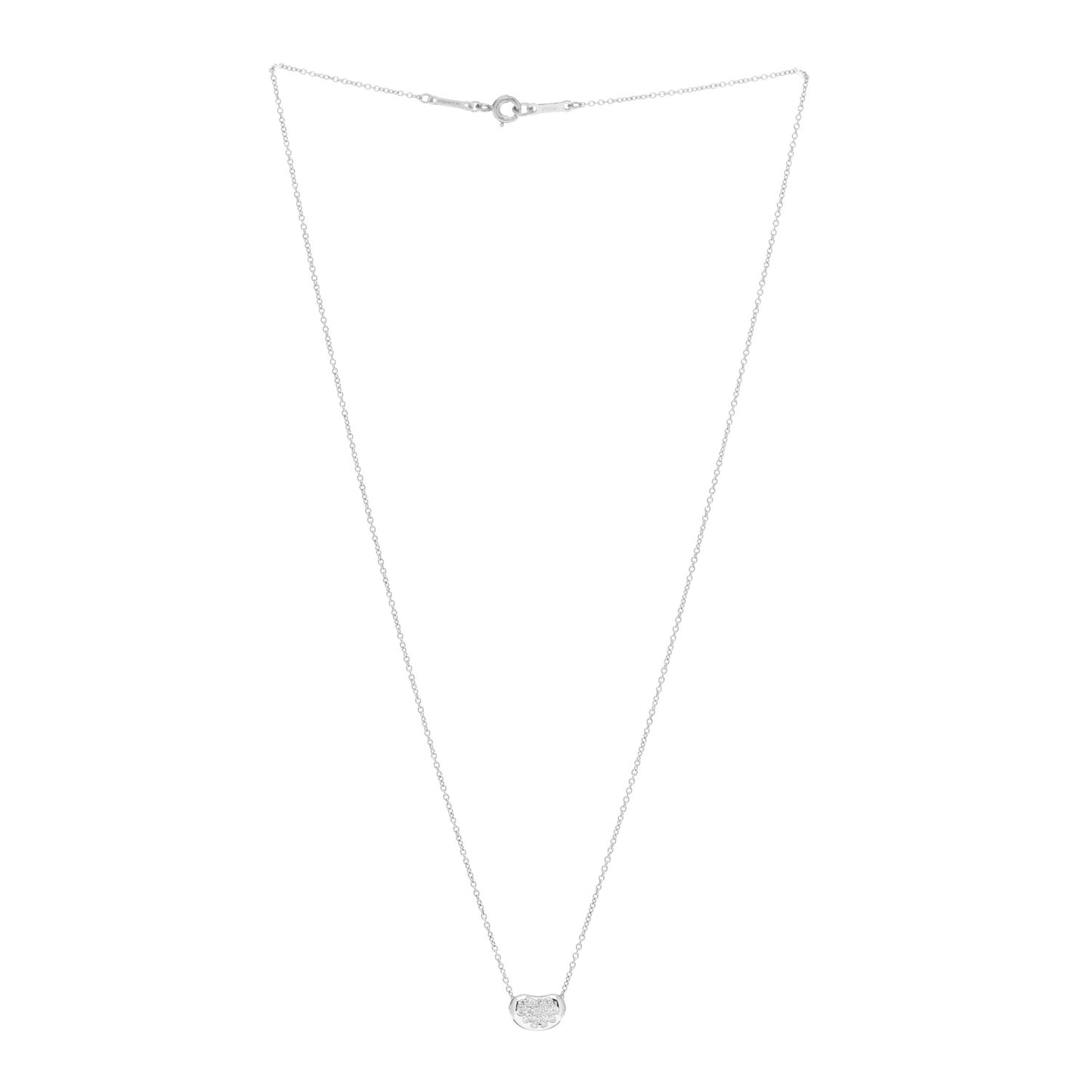 Platinum Diamond 9mm Elsa Peretti Bean Pendant Necklace