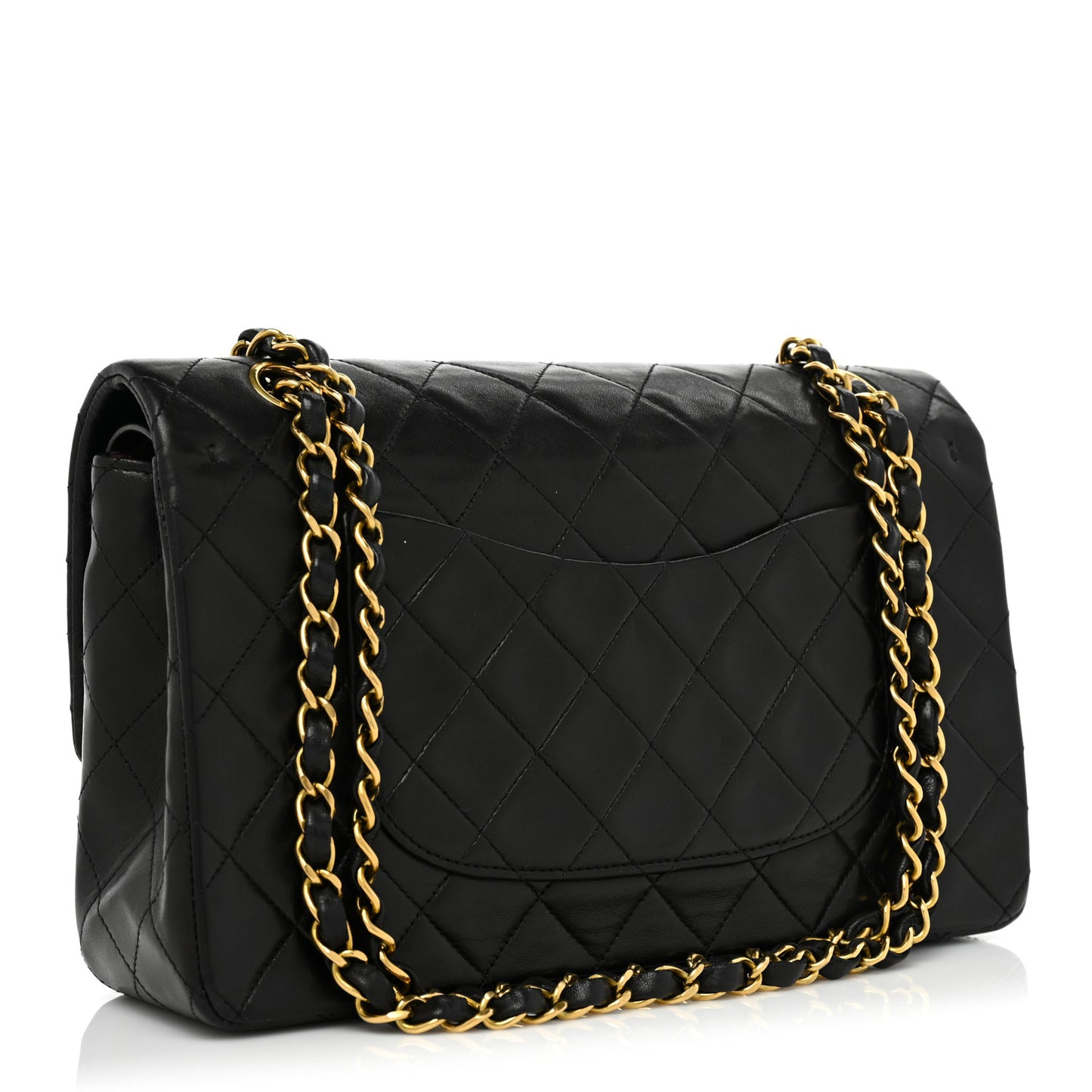 Lambskin Quilted Medium Double Flap Black