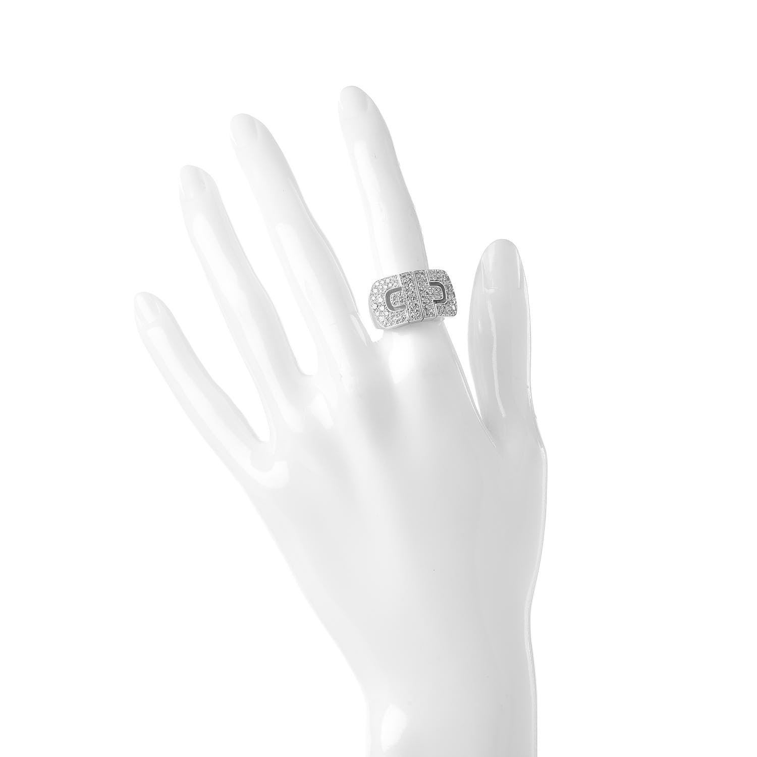 Bulgari 18K White Gold Diamond Parentesi Revolution Ring 53 6.25 2 of 5