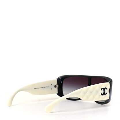 Chanel Acetate Shield Sunglasses 71466 White Black 4 of 7