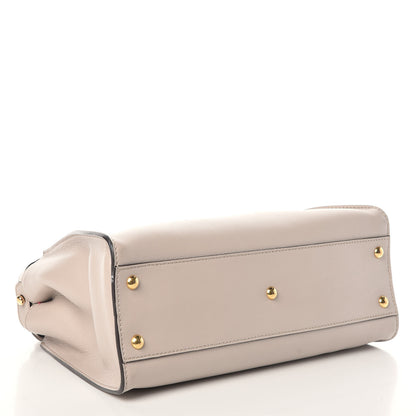 Fendi Vitello Seta Shiny Nappa Medium Peekaboo Iconic Satchel Grigio Polvere Magenta 4 of 9