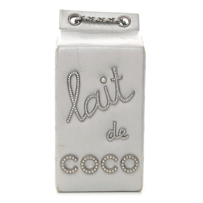 Chanel Metallic Goatskin Lait de Coco Milk Carton Bag Silver 1 of 16