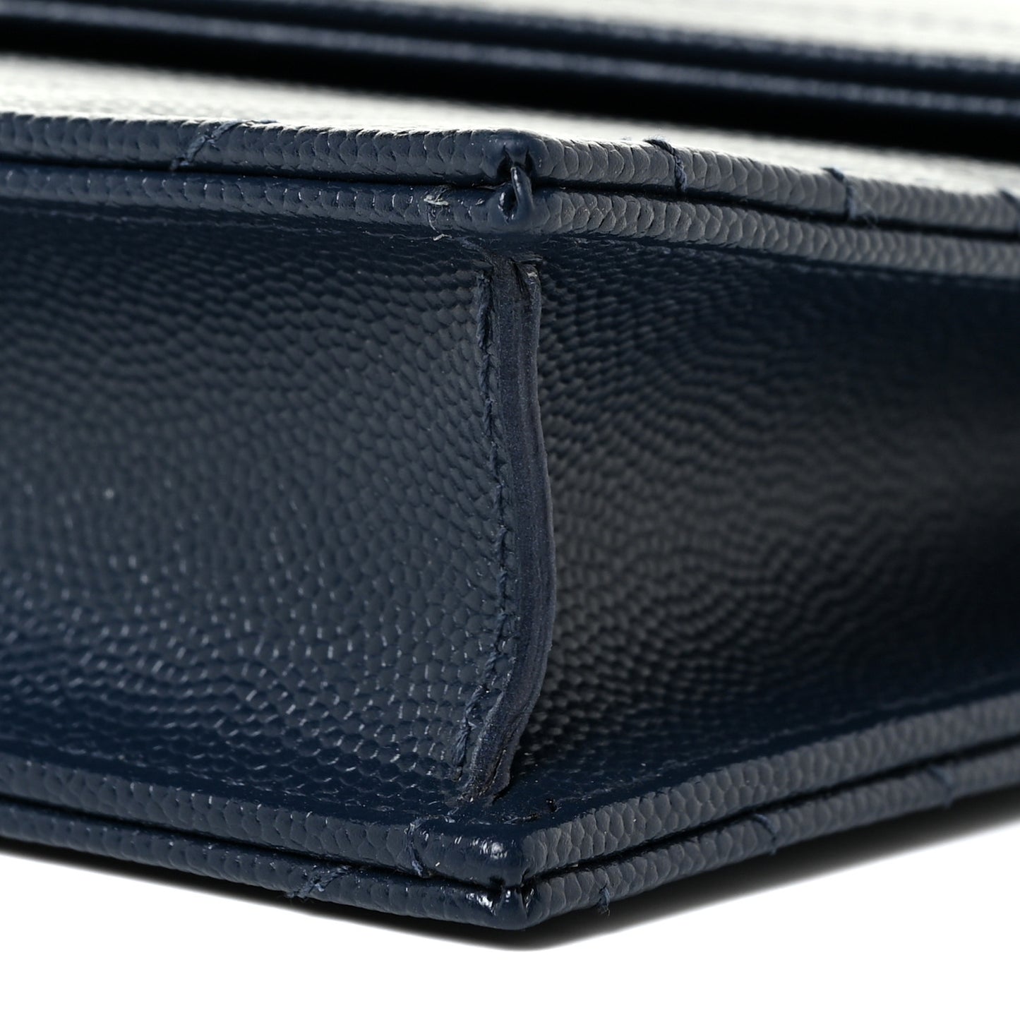 Grain De Poudre Matelasse Chevron Monogram Envelope Chain Wallet Navy