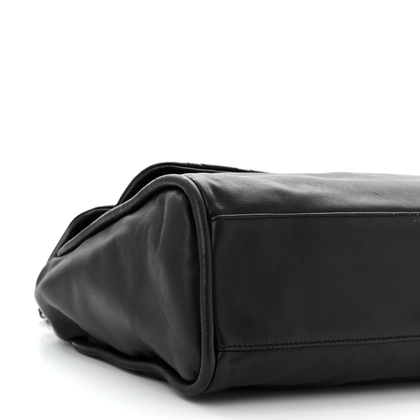 Lambskin Quilted Large Mademoiselle Double Flap Black