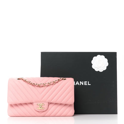 Chanel Caviar Flat Chevron Quilted Medium Double Flap Pink 11 of 11